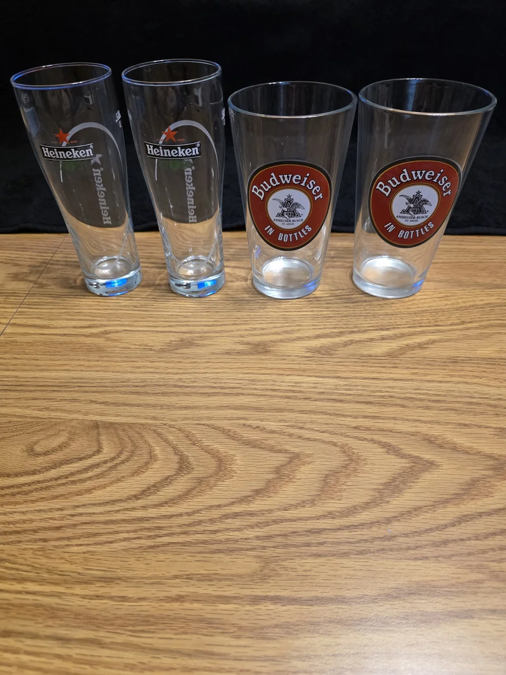 Budweiser And Heineken Beer Glasses